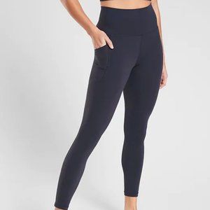 Athleta Navy Salutation Stash Pocket II 7/8 Tight